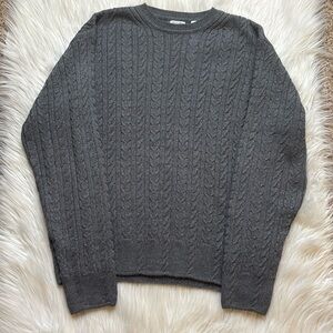 Alex Cannon, Italian Yarn, Men’s Gray Cable Knit Sweater, Large